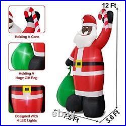 12 Ft Giant Christmas Inflatable Black Santa Claus Outdoor Decoration Blow Up
