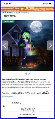 12 Ft Inflatable Cacking Halloween Witch Giant Airblown Excel Cond Inflatable