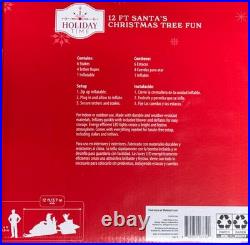12' LED Santa Reindeer Christmas Tree crew Snowmobile Inflatable Holiday Time