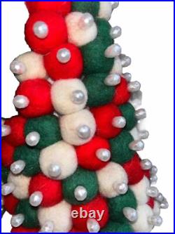 12 Tall Custom One of a Kind Handmade Felt Wool Pom-Pom Christmas Tree Holiday 12 Tall Custom One of a Kind Handmade Felt Wool Pom-Pom Christmas Tree Holiday