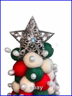 12 Tall Custom One of a Kind Handmade Felt Wool Pom-Pom Christmas Tree Holiday 12 Tall Custom One of a Kind Handmade Felt Wool Pom-Pom Christmas Tree Holiday