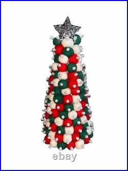 12 Tall Custom One of a Kind Handmade Felt Wool Pom-Pom Christmas Tree Holiday 12 Tall Custom One of a Kind Handmade Felt Wool Pom-Pom Christmas Tree Holiday
