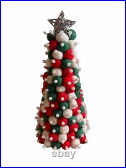 12 Tall Custom One of a Kind Handmade Felt Wool Pom-Pom Christmas Tree Holiday 12 Tall Custom One of a Kind Handmade Felt Wool Pom-Pom Christmas Tree Holiday
