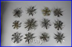 12 Vintage Aluminum Snowflake Christmas Tree Ornaments OOAK Handmade MCM Metal