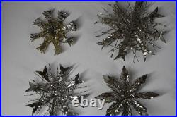12 Vintage Aluminum Snowflake Christmas Tree Ornaments OOAK Handmade MCM Metal