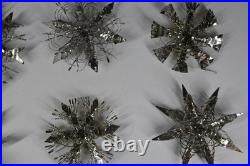 12 Vintage Aluminum Snowflake Christmas Tree Ornaments OOAK Handmade MCM Metal