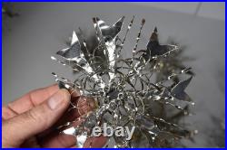 12 Vintage Aluminum Snowflake Christmas Tree Ornaments OOAK Handmade MCM Metal
