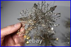 12 Vintage Aluminum Snowflake Christmas Tree Ornaments OOAK Handmade MCM Metal