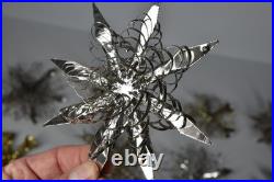 12 Vintage Aluminum Snowflake Christmas Tree Ornaments OOAK Handmade MCM Metal
