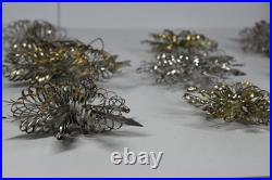 12 Vintage Aluminum Snowflake Christmas Tree Ornaments OOAK Handmade MCM Metal