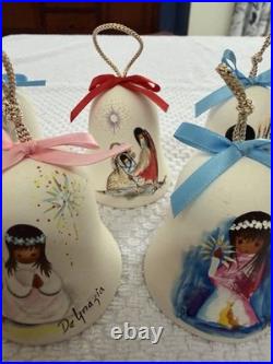 12 Vintage De Grazia Pottery Annual Limited Edition Hanging Ornament Bells