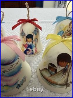 12 Vintage De Grazia Pottery Annual Limited Edition Hanging Ornament Bells