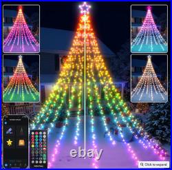 12-ft Flagpole Christmas Tree Pre-lit Programmable RGB Fairy Lights Decorations