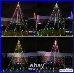 12-ft Flagpole Christmas Tree Pre-lit Programmable RGB Fairy Lights Decorations