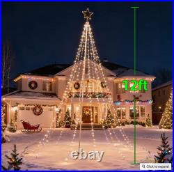 12-ft Flagpole Christmas Tree Pre-lit Programmable RGB Fairy Lights Decorations