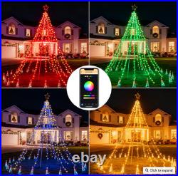 12-ft Flagpole Christmas Tree Pre-lit Programmable RGB Fairy Lights Decorations