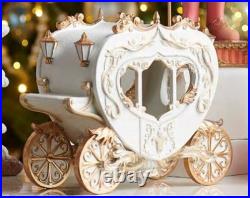 12 x 10 WHITE AND GOLD CARRIAGE Resin Magical Christmas RAZ Import NEW 4510480