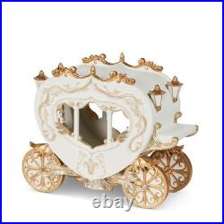 12 x 10 WHITE AND GOLD CARRIAGE Resin Magical Christmas RAZ Import NEW 4510480