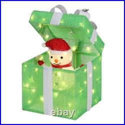 12in Motorized Pop-up Gift Box with Snowman, Outdoor Christmas Decorations w Motor