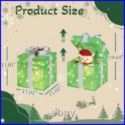 12in Motorized Pop-up Gift Box with Snowman, Outdoor Christmas Decorations w Motor