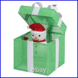 12in Motorized Pop-up Gift Box with Snowman, Outdoor Christmas Decorations w Motor