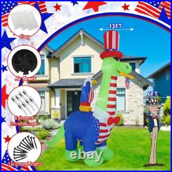 13FT Inflatables Independence Day Dinosaur and Eagle, 4Th of July Inflatables Su