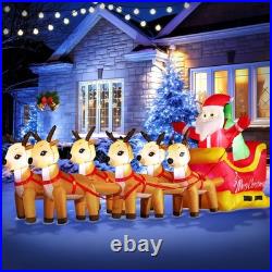 13.6 FT Christmas Inflatable Outdoor Santa Claus on Sleigh with Six Reindeer 13.6 FT Christmas Inflatable Outdoor Santa Claus on Sleigh with Six Reindeer