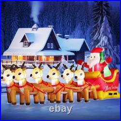 13.6 FT Christmas Inflatable Outdoor Santa Claus on Sleigh with Six Reindeer 13.6 FT Christmas Inflatable Outdoor Santa Claus on Sleigh with Six Reindeer
