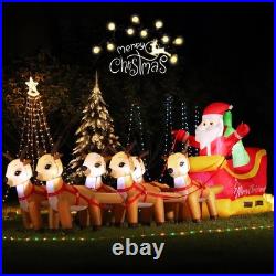 13.6 FT Christmas Inflatable Outdoor Santa Claus on Sleigh with Six Reindeer 13.6 FT Christmas Inflatable Outdoor Santa Claus on Sleigh with Six Reindeer