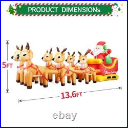 13.6 FT Christmas Inflatable Outdoor Santa Claus on Sleigh with Six Reindeer 13.6 FT Christmas Inflatable Outdoor Santa Claus on Sleigh with Six Reindeer