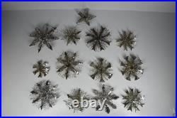 13 Vintage Aluminum Snowflake Christmas Tree Ornaments OOAK Handmade MCM Metal