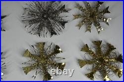 13 Vintage Aluminum Snowflake Christmas Tree Ornaments OOAK Handmade MCM Metal