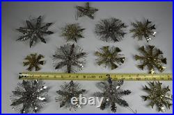13 Vintage Aluminum Snowflake Christmas Tree Ornaments OOAK Handmade MCM Metal