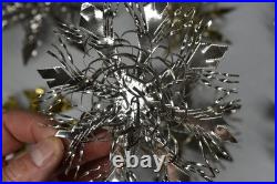 13 Vintage Aluminum Snowflake Christmas Tree Ornaments OOAK Handmade MCM Metal