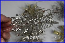 13 Vintage Aluminum Snowflake Christmas Tree Ornaments OOAK Handmade MCM Metal