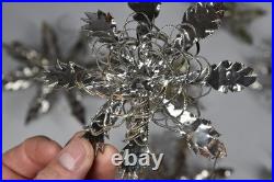 13 Vintage Aluminum Snowflake Christmas Tree Ornaments OOAK Handmade MCM Metal