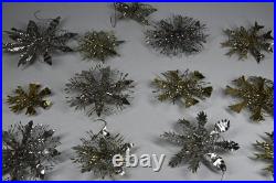 13 Vintage Aluminum Snowflake Christmas Tree Ornaments OOAK Handmade MCM Metal