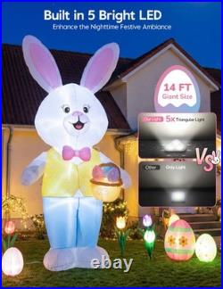 14FT Giant Easter Bunny Inflatable Outdoor Decoration, Extra Tall Bunny Blow up
