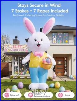 14FT Giant Easter Bunny Inflatable Outdoor Decoration, Extra Tall Bunny Blow up