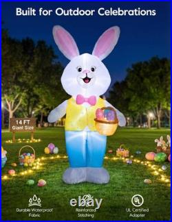 14FT Giant Easter Bunny Inflatable Outdoor Decoration, Extra Tall Bunny Blow up