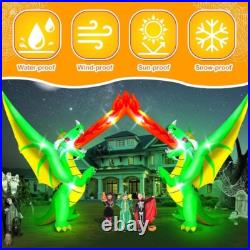 14FT Halloween Inflatables Fire-Breathing Dragon Arch Inflatable Outdoor Green