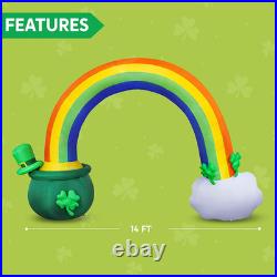 14Ft Long 10 FT Tall St Patrick Inflatable Rainbow Arch with LED Light Build-In