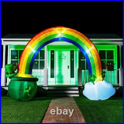 14Ft Long 10 FT Tall St Patrick Inflatable Rainbow Arch with LED Light Build-In