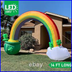 14Ft St. Patrick's Inflatable Rainbow Arch with LED Cauldron for Yard Decor