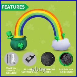 14Ft St. Patrick's Inflatable Rainbow Arch with LED Cauldron for Yard Decor