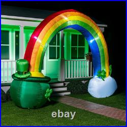 14Ft St. Patrick's Inflatable Rainbow Arch with LED Cauldron for Yard Decor