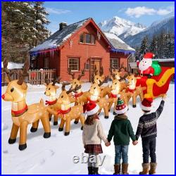 14 FT Christmas Inflatables Outdoor Decorations, Santa Claus Sleigh and 9 Rei