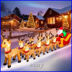 14 FT Christmas Inflatables Qutdoor Decorations, Santa Claus Sleigh and 9 Reinde
