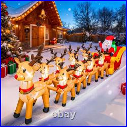 14 FT Christmas Inflatables Qutdoor Decorations, Santa Claus Sleigh and 9 Reinde