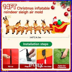14 FT Christmas Inflatables Qutdoor Decorations, Santa Claus Sleigh and 9 Reinde